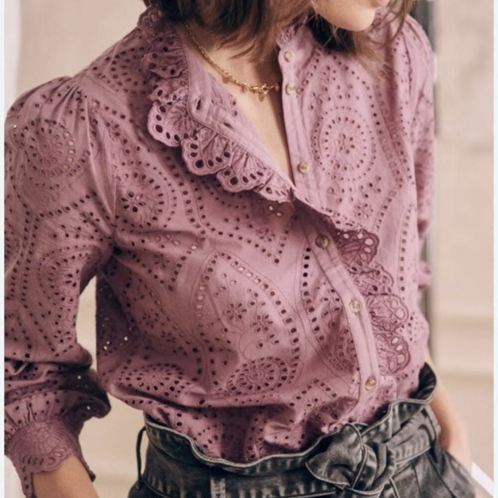 Sézane Chloe shirt in wisteria purple - size 32 / 0 / XXS